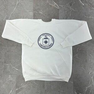 80s Vintage CIA Sweatshirt Mens Large Central Intelligence Agency Crewneck White